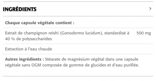 Reishi 40 % de polysaccharides · 500 mg par capsule - New Roots Herbal ,  Extrait de reishi, polysaccharides, énergie, endurance, cholestérol, bien-être cardiovasculaire, New Roots Herbal, Ganoderma lucidum.