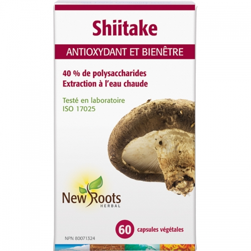 Shiitake 40 % de polysaccharides · 300 mg par capsule - New Roots Herbal 