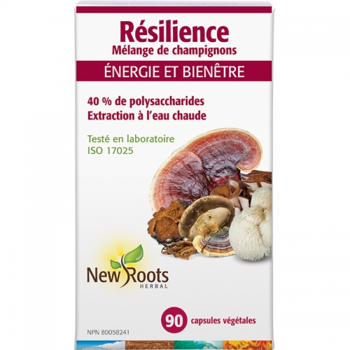 Résilience Mélange de champignons · 40 % de polysaccharides · 400 mg par capsule - New Roots Herbal 